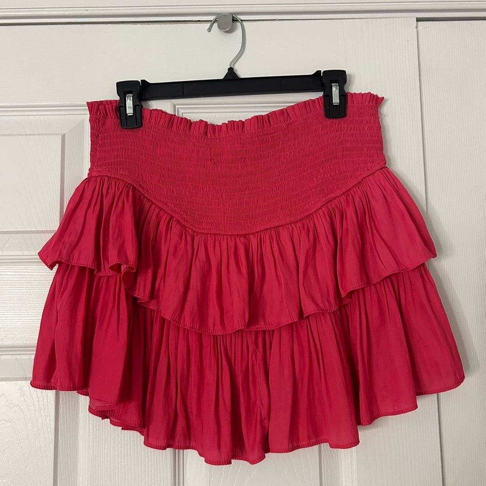 MINKPINK Vibrant Pink Tiered Mini Skirt
